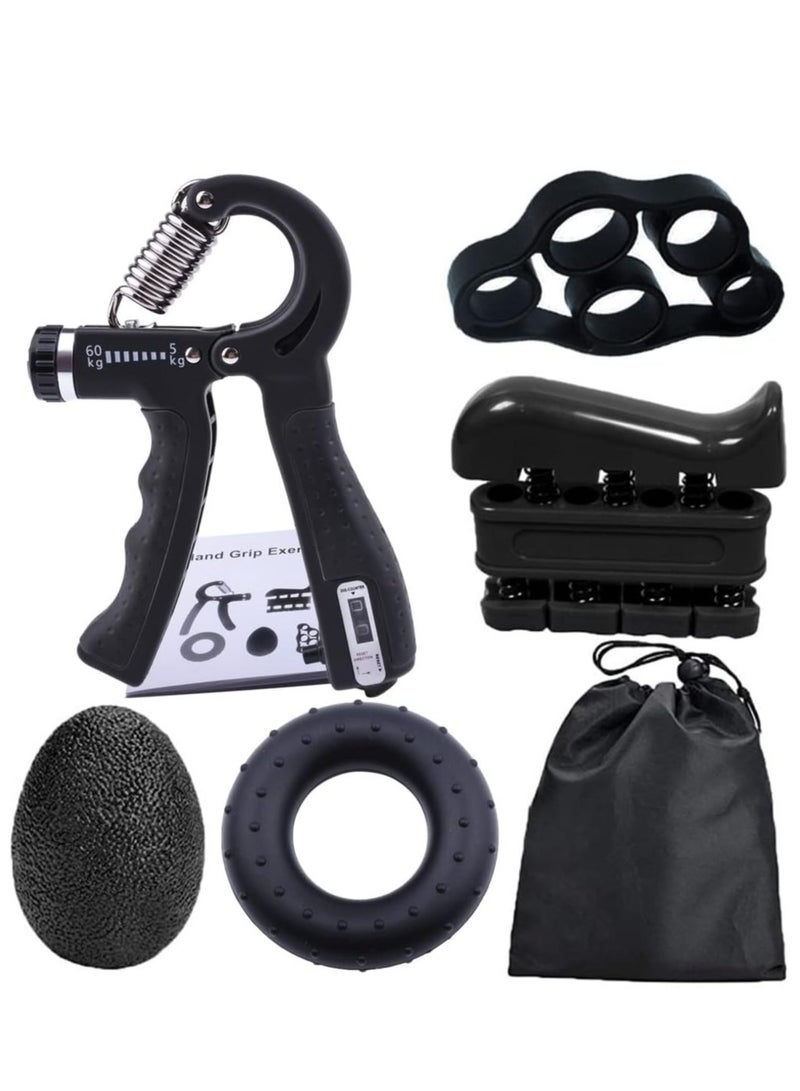 5 قطع – جهاز لتقوية القبضة وعضلات اليد – مقاومة قابلة للتعديل لعضلات الساعد – موسّع أصابع، مقوي قبضة، وجهاز تمرين الأصابع للرجال والنساء - Image 1